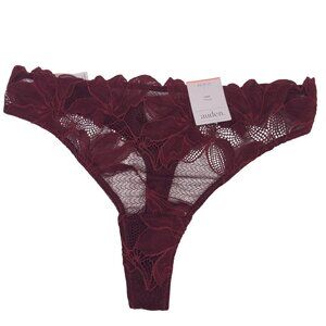 NEW Auden Burgundy Lace Thong Sz XS (0-2) Floral Sheer Design